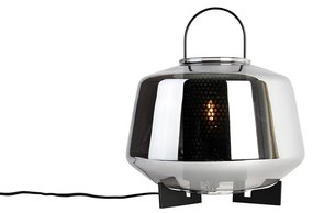 Art Deco stolná lampa čierna s dymovým sklom 30 cm - Kevin