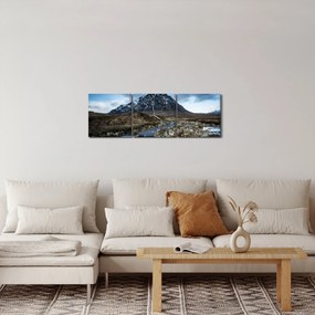 Obraz hory a rieky (s hodinami) (90x30 cm)