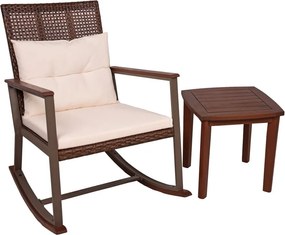 Tmavohnedé drevené hojdacie kreslo so stolíkom Sinaloa – Garden Pleasure