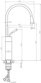 Invena Stone, vysoká umývadlová batéria h-455, čierna-zlatá, INV-BU-03-W17-V