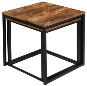 Sada 2 konferenčných stolíkov PRAVEN Rustic dub
