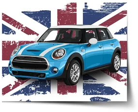Sablio Plagát Mini sedan Britská vlajka - 90x60 cm
