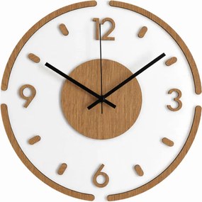 Moderné okrúhle nástenné hodiny – dubová a plexisklo | SENTOP IA-225-S-dub