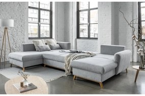 Svetlosivá rozkladacia pohovka do "U" Miuform Scandic Lagom, ľavý roh