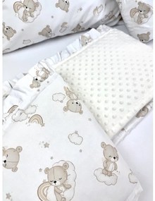 INTERMEDIC SK Mantinel do postieľky s volánikom Teddy / minky krémová – 180x30 cm