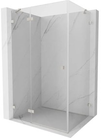 Mexen Lunar, 1-krídlový sprchový kút, ľavý, 90 x 80 cm, 8mm číre sklo, brúsená oceľ profil, 834-090-080-97-00-L