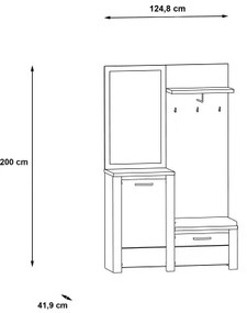 Predsieňová stena so zrkadlom HIRO biela/šedá