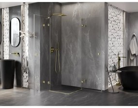 Mexen Lunar Duo, výklopný sprchový kút 85 x 85 cm, 8mm číre sklo, zlatý matný profil, 834-085L-085P-55-00