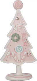 Pastelově růžová dekorace vánoční stromek Vánoční stromek - 12*9*25 cm