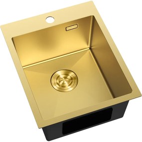 Mexen Solix, 1-komorový nerezový drez 400 x 500 mm, brúsená zlatá, 6406401000-55