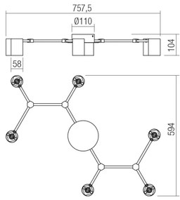 Redo 01-4048 - Bodové svietidlo WEBB 6xGU10/10W/230V čierna
