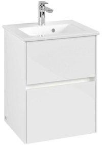 VILLEROY &amp; BOCH Collaro závesná skrinka pod umývadielko, 2 zásuvky, s LED osvetlením, 472 x 404 x 610 mm, Glossy White, C141B0DH