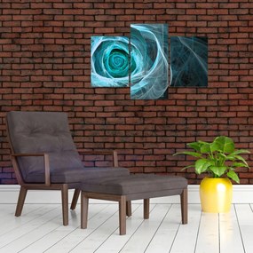 Obraz - Abstraktné ruže modrá s čiernym pozadím (90x60 cm)