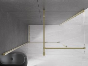 Mexen Velar, sprchový kút s posuvnými dverami 130(dvere) x 70(stena) cm, 8mm číre sklo, zlatá lesklá, 871-130-070-01-50