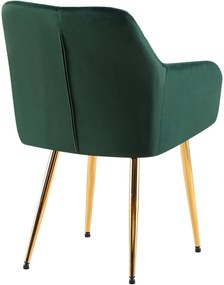 Set 2 jedálenských stoličiek Monett G - zamat, zlatý rám - zelená