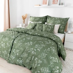 Goldea bavlnené posteľné obliečky - bylinkové lístky 140 x 200 a 70 x 90 cm