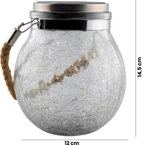 Solárna LED lampa Solik 12x14,5 cm číra/teplá biela