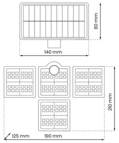 LED Solárny reflektor so senzorom pohybu a súmraku 30W/3,7V 2400 mAh IP47 + DO