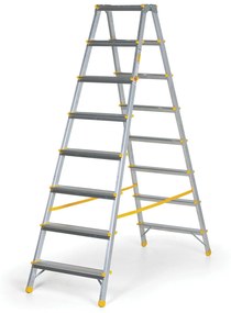 Obojstranné hliníkové schodíky ALVE EUROSTYL, 2x8 stupňov, výška 1,67 m