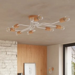 Sollux SL.1667 - Prisadený luster TIMBO 8xE27/15W/230V biela/béžová/buk