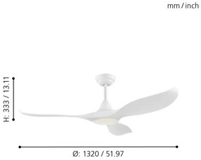 Eglo 35006 - LED Stropný ventilátor CIRALI LED/15W/230V + DO