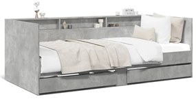 Denná posteľ so zásuvkami betónovosivá 90x200 cm kompoz. drevo 3280849