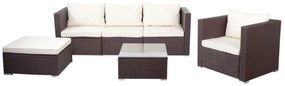 Polyratanová záhradná súprava Brescia - hnedá, krémové vankúše
