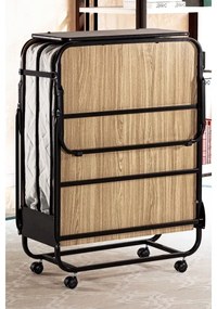 Skladacia kovová jednolôžková posteľ s matracom HERON 80x190 cm biela