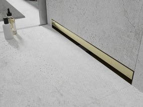 Mexen Flat nerezový sprchový žľab na stenu 100 cm vzor 2v1, zlatá, 1530100