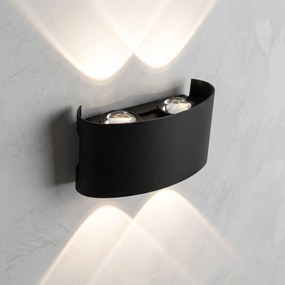 Toolight Toolight, JNH039-4G, vonkajšie LED nástenné svietidlo hore/dole, 4 LED, 12 W, 4000 K, IP44, čierna matná, OSW-56230