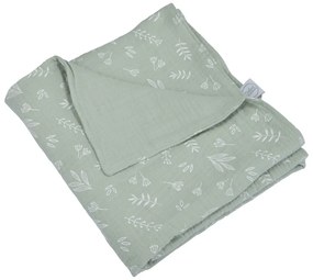 Zelená mušelínová detská deka 75x75 cm – Bébé Douceur