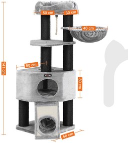 FEANDREA Škrabadlo pre mačky 141 cm sivé čierne