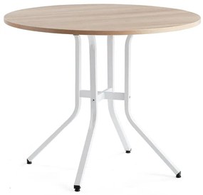 Stôl VARIOUS, Ø1100x900 mm, biela, dub