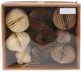 Sada papierových ozdôb Ornaments béžová, 8 cm, 9 ks