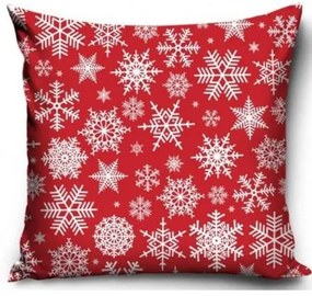 Tiptrade - Dekoračná vianočná obliečka na vankúš - snehové vločky / 40 x 40 cm