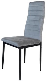 PreHouse Štylová kuchynská stolička s prešívaním v sivej farbe a velvetovým čalúnením