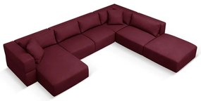 Vínovočervená rohová pohovka do "U", pravý roh Esther - Milo Casa