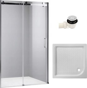 BPS-koupelny Posuvné sprchové dvere HYD-PD03B 100 chróm/transparent pre inštaláciu do niky + vanička HYD-OSV-SXL02C 100x100 biela