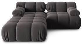 Tmavosivá zamatová rohová pohovka Bellis – Micadoni Home