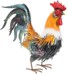 Záhradná kovová figúrka Rooster 1, 40,5 cm, viacfarebná