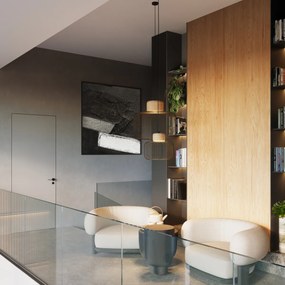 Závesné svietidlo Gabbia, 1x čierne drôtené tienidlo, drevo, (fi 55cm)