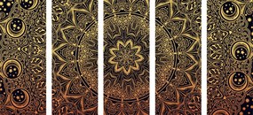 5-dielny obraz zlatá orientálna Mandala