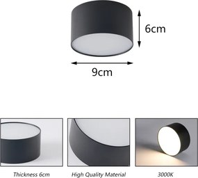 Brilagi - LED kúpeľňové stropné svietidlo FORIS LED/9W/230V pr. 9 cm čierne IP44