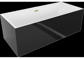 Mexen Vigo vaňa voľne stojaca 178,5 x 80 cm, biela/čierna, preliv zlatý - 51251788075-50