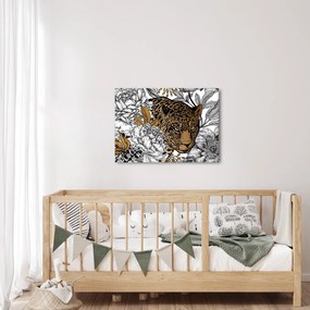 Obraz - Leopard medzi kvetmi (70x50 cm)