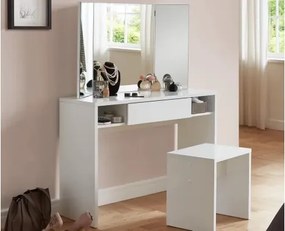 Kozmetický stolík so zrkadlom Jolien, biely%