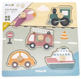 Drevené vkladacie puzzle dopravné prostriedky Viga