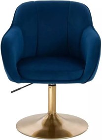 LuxuryForm DESIGN Stolička AVOLA VELUR na zlatom tanieri - modrá