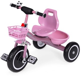Trojkolka s košíkom a zvončekom ECOTOYS, ružová