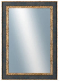 DANTIK - Zrkadlo v rámu, rozmer s rámom 50x70 cm z lišty ZVRATNÁ modrozlatá plast (3068)